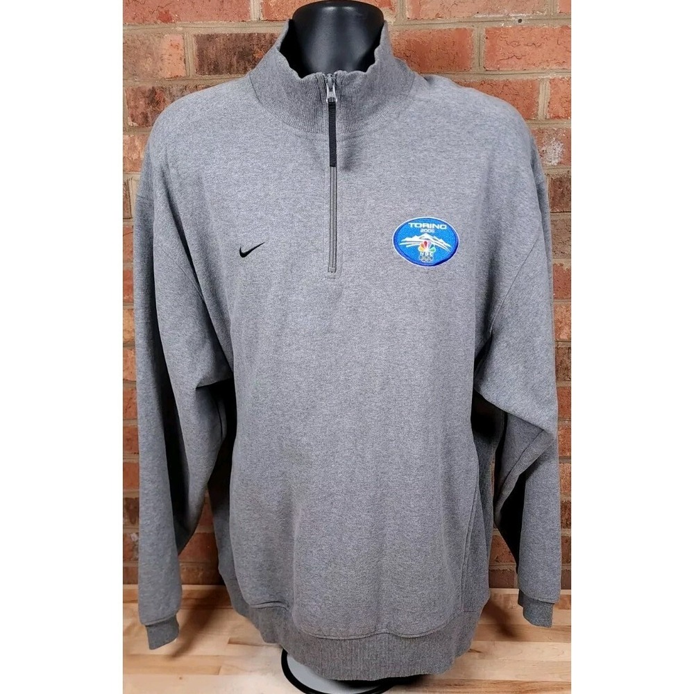 Torino 2006 Olympics Nike 1/4 Zip Pullover Size‎ Large Fleece Sweatshirt Gray